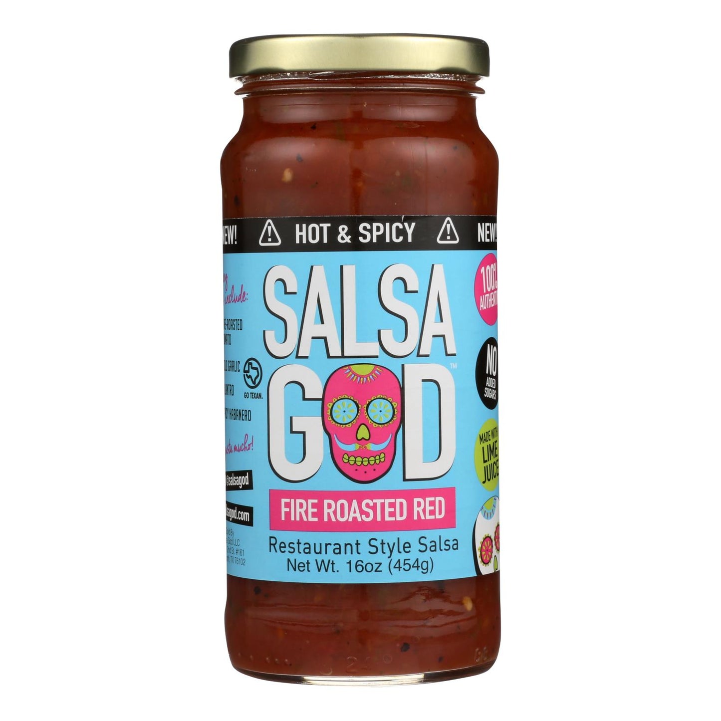 Salsa God Hot Fire Roasted Red Salsa - Case Of 6 - 16 Oz