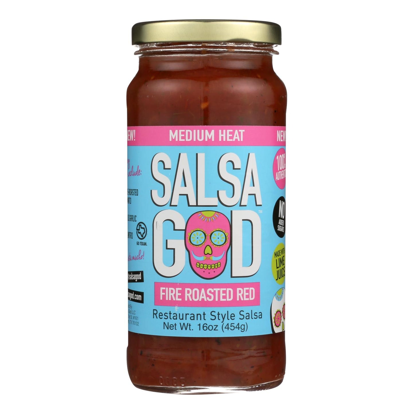 Salsa God Medium Fire Roasted Red Salsa - Case Of 6 - 16 Oz