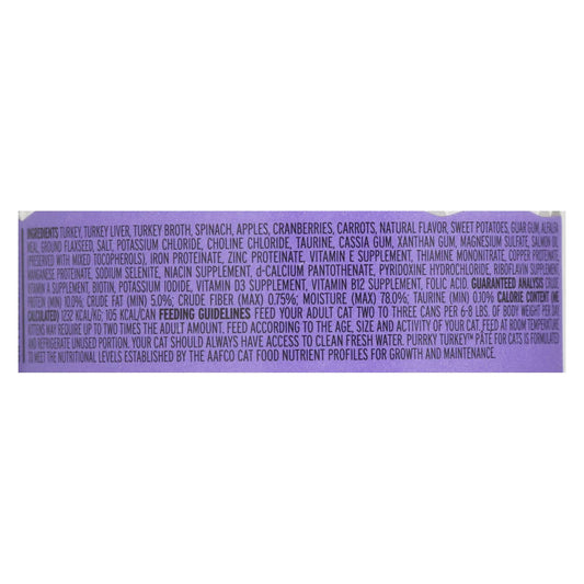 Natural Protein-rich Purrky Turkey Recipe Wet Cat Food - Case Of 24 - 3 Oz