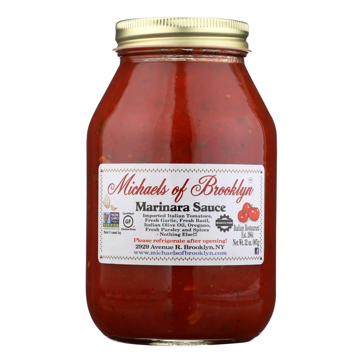 Michael's Of Brooklyn Marinara Sauce - Case Of 6 - 32 Oz