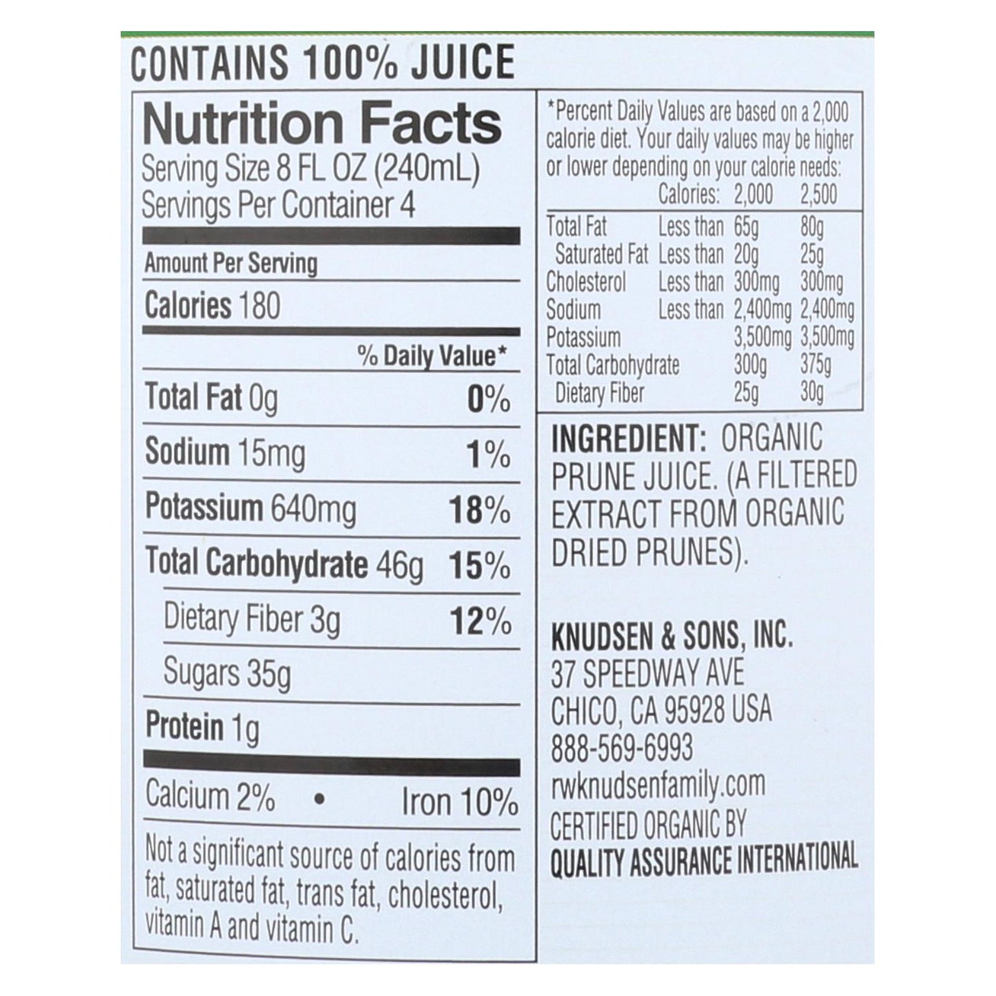 R.w. Knudsen - Organic Juice - Prune - Case Of 6 - 32 Fl Oz