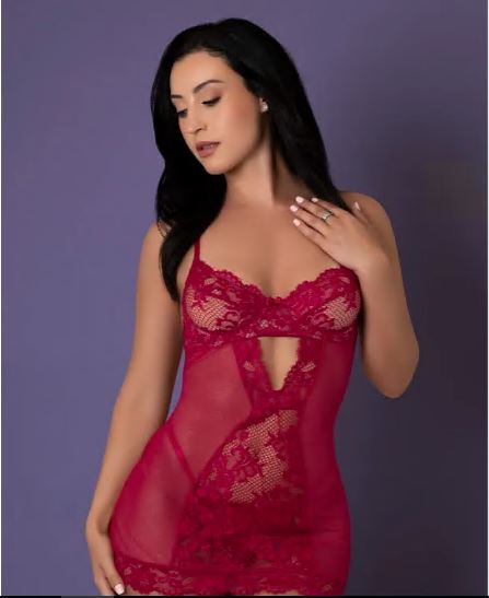 Chemise & Thong Set Cherry L Demi Cup