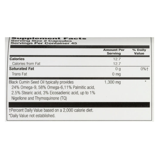 Heritage Store Black Seed Oil Dietary Supplement - 1 Each - 90 Vcap