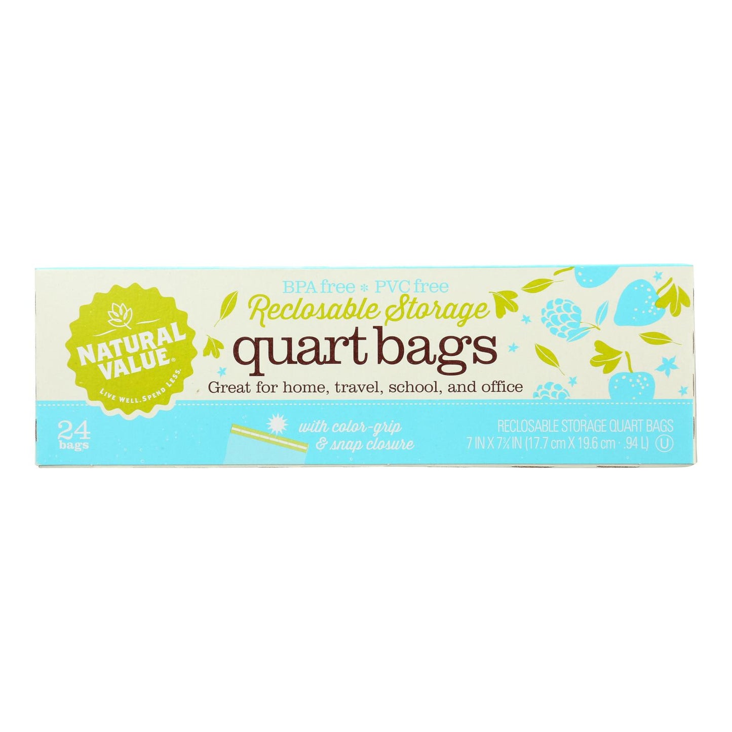 Natural Value - Storage Bags Qt Reclsable - Case Of 12 - 24 Ct