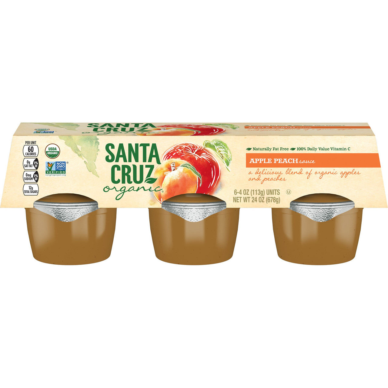 Santa Cruz Organics Apple Pch Sauce Cup (12x6 CT)