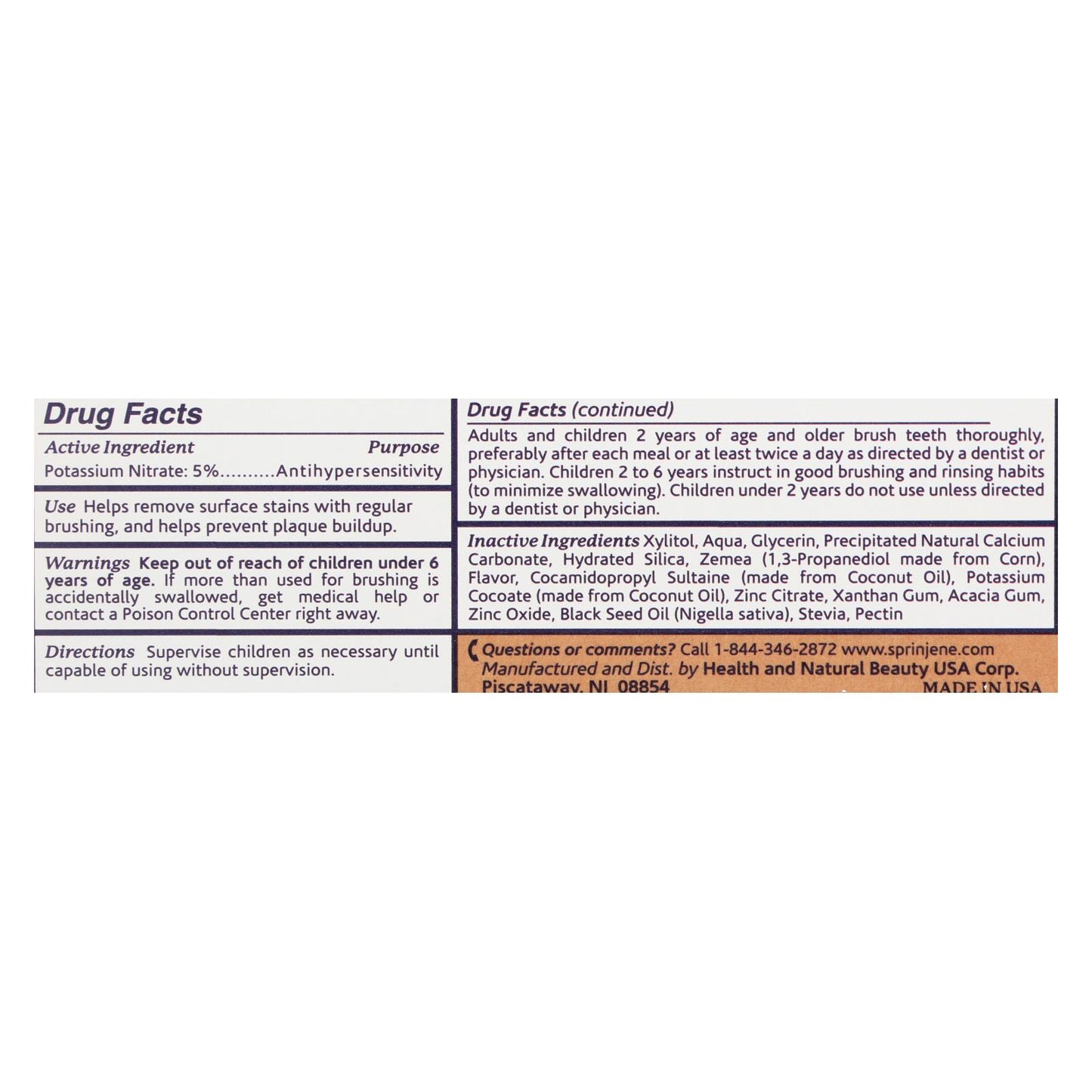 Sprinjene Natural - Toothpaste Senstv W/o Fl - 1 Each - 3.5 Oz