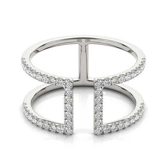 14k White Gold Modern Dual Band Style Diamond Ring (1/2 cttw)