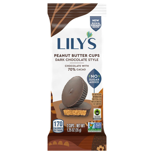 Lilys - Pbtr Cups Dark Choc 2 Pk - Cs Of 12-1.25 Oz