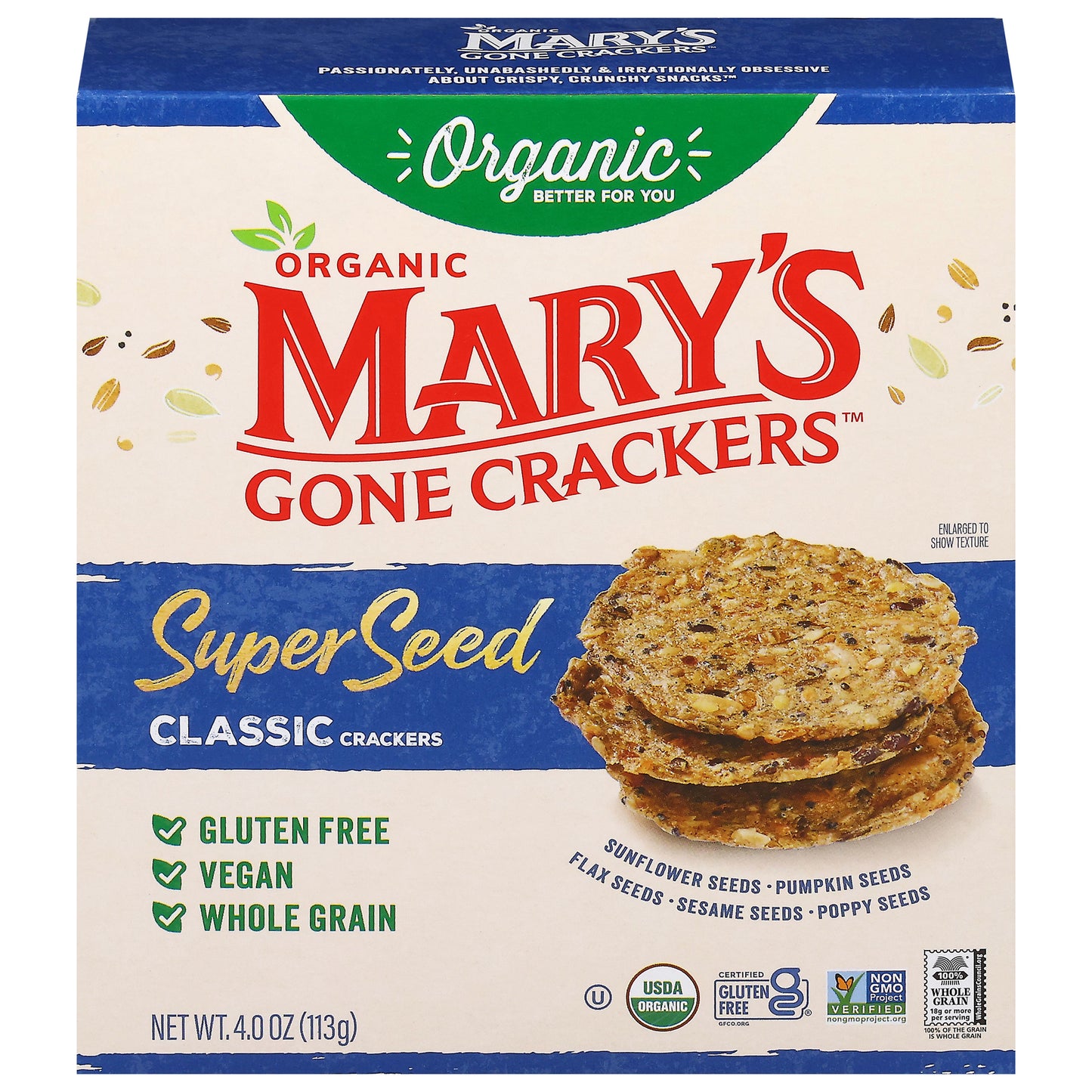 Mary's Gone Crackers - Crcker Og2 Spr Sd Clsc - Cs Of 6-4 Oz