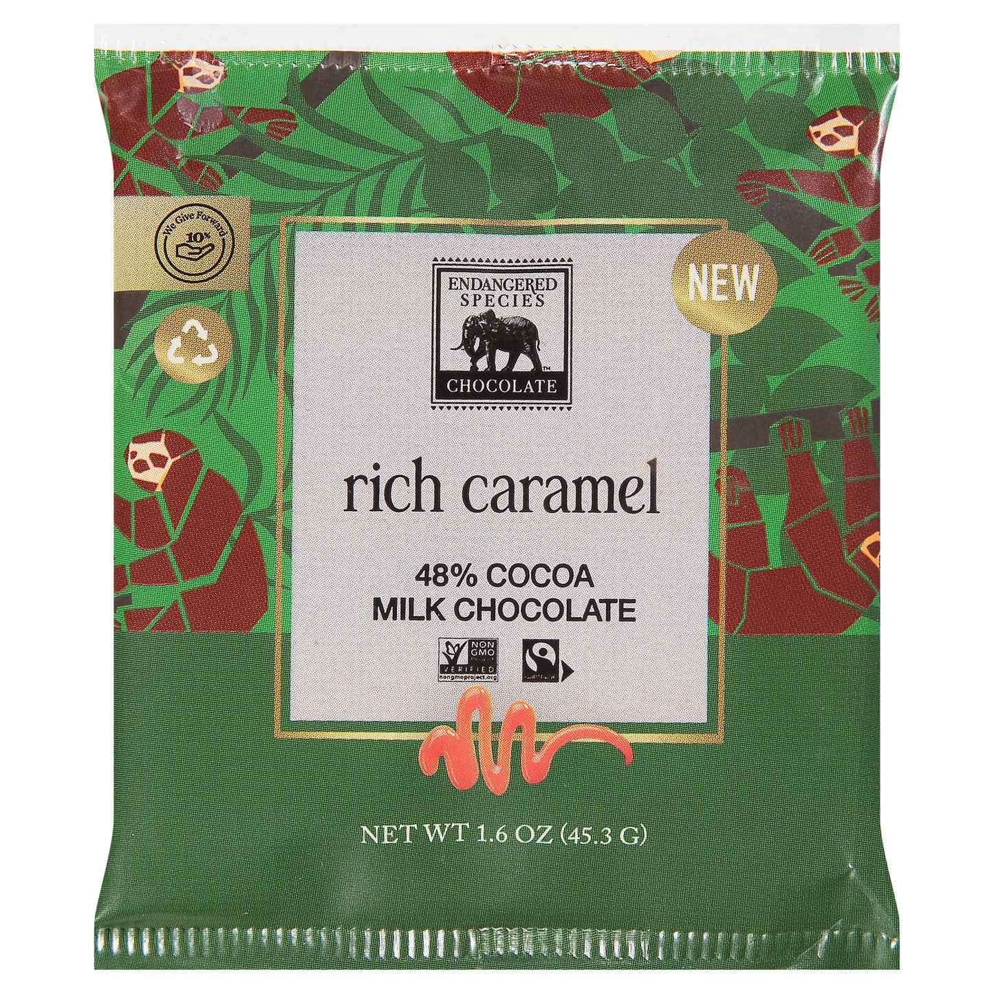 Endangered Species Chocolate - 48% Milk Choc Caramel - Cs Of 12-1.6 Oz