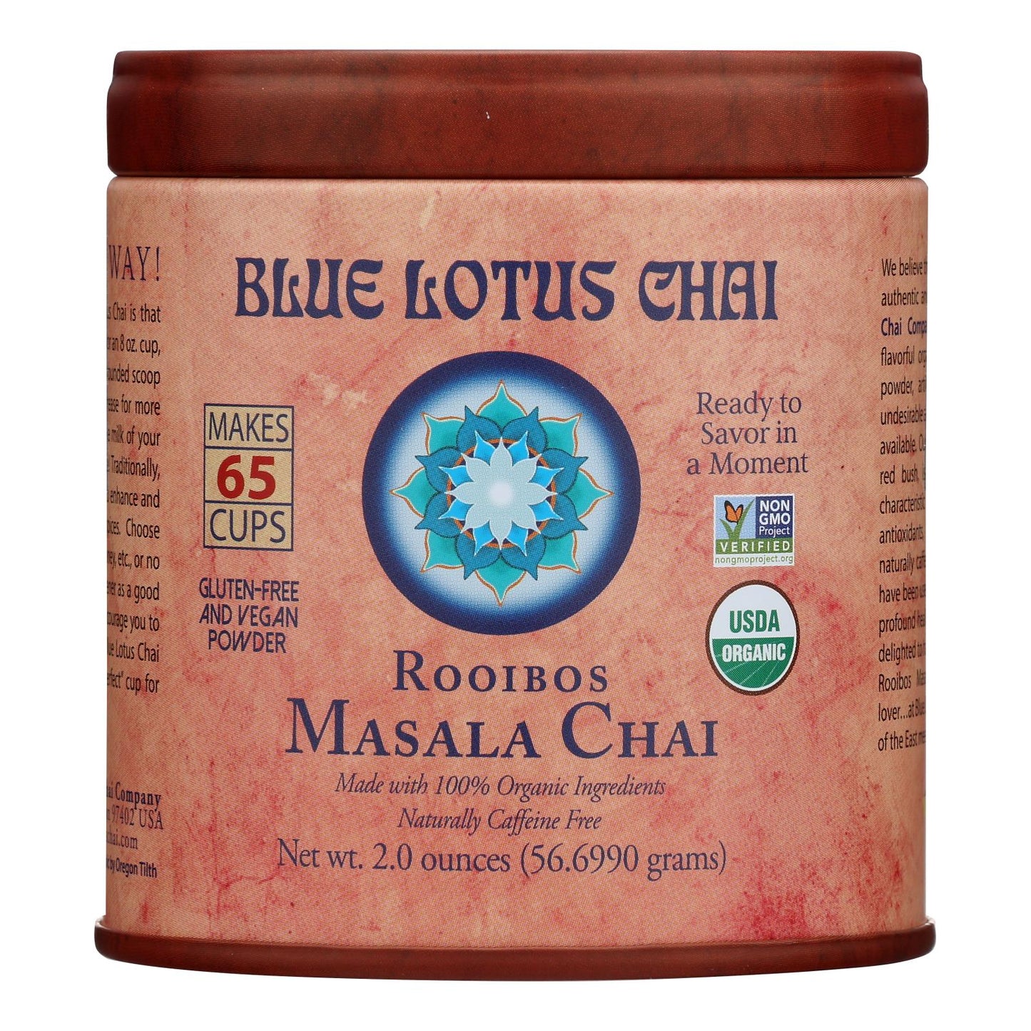 Blue Lotus - Masala Chai Organic Rooibos - Case Of 6 - 2 Oz