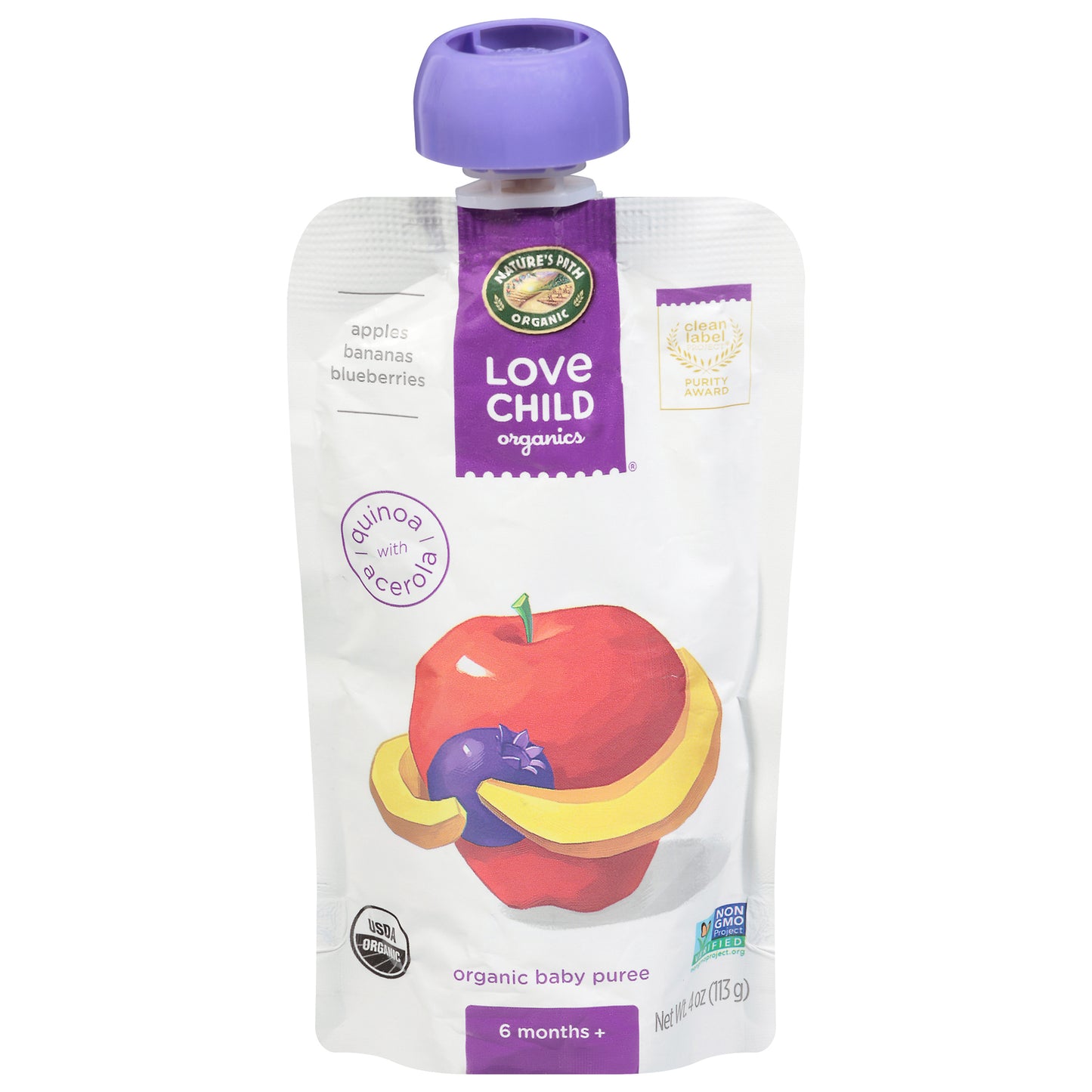 Love Child Organics - Puree Og2 Apl Ban Blubry - Cs Of 12-4 Oz