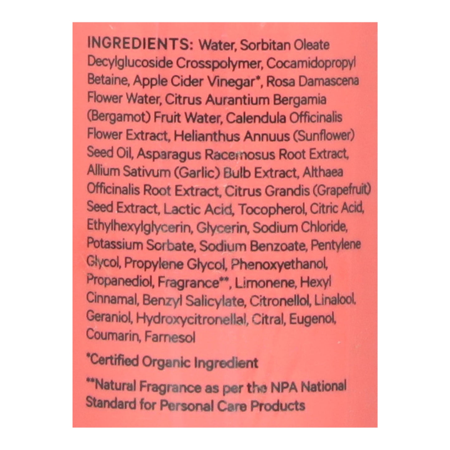 The Honey Pot - Foam Wash Bergamot Rose - Ea Of 1-5.51 Fz