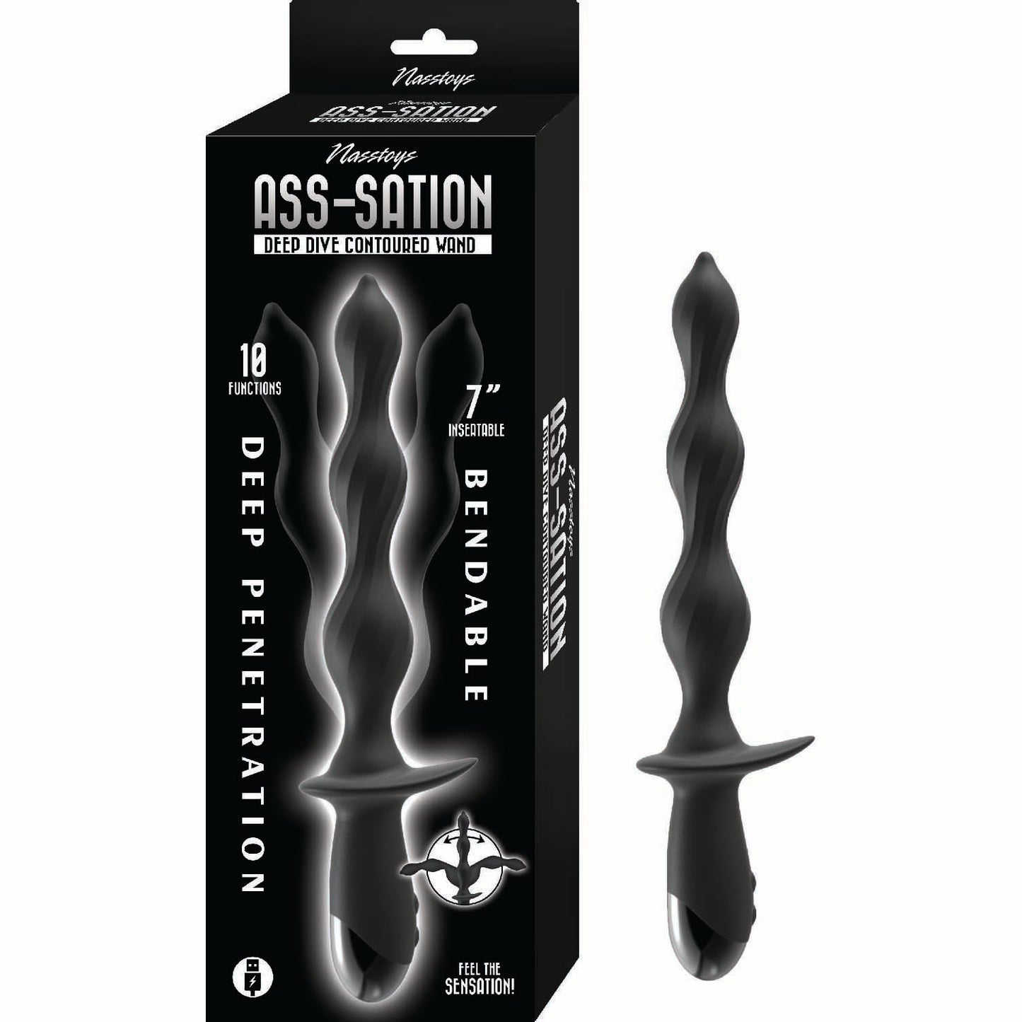 Ass Sation Deep Dive Contoured Wand-black
