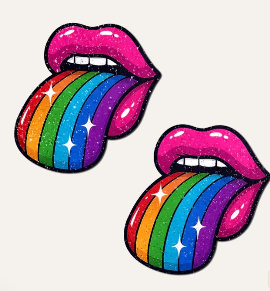 Pastease Taste The Rainbow Sparkling Tongue Out Breast