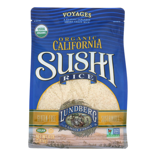 Lundberg Family Farms Organic White Sushi Rice  - Case Of 6 - 4 Lb