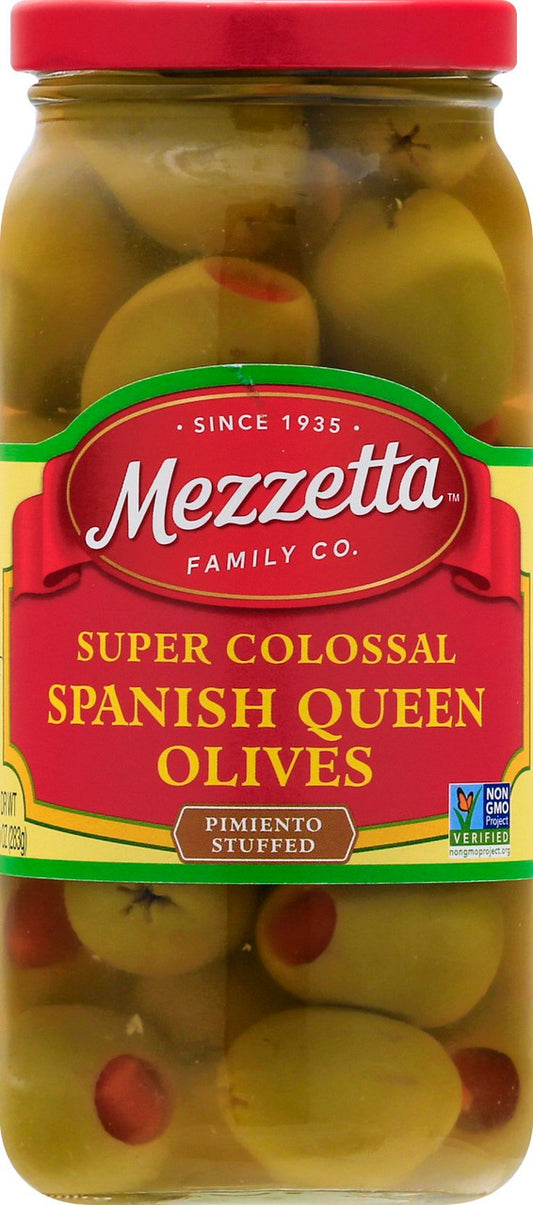 Mezzetta Spanish Colossal Queen Olives With Minced Pimento (6x10Oz)