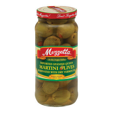 Mezzetta Spanish Queen Martini Olives Marinated Dry Vermouth (6x10Oz)