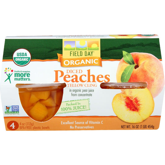 Field Day Organic Diced Peach Cups (6x4PK )